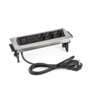 پریز توکار 3 سوکت به همراه شارژر usb و سیم کشی داخلی سیلور ملونی
