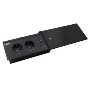 پریز توکار کشوئی ملونی یکطرفه به همراه شارژر USB مشکی  خشدار